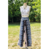 Light Pink & Black Open Leg Thai Palazzo Pant Flower Print Rayon Comfy & Trendy One Size Fits Most 100% Rayon