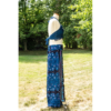 Blue Peacock Feather Open Leg Thai Palazzo Pants VTrendz