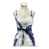 2 Layer Tie Dye Handkerchief Dress with Front Corset & Adjustable Straps VTrendz