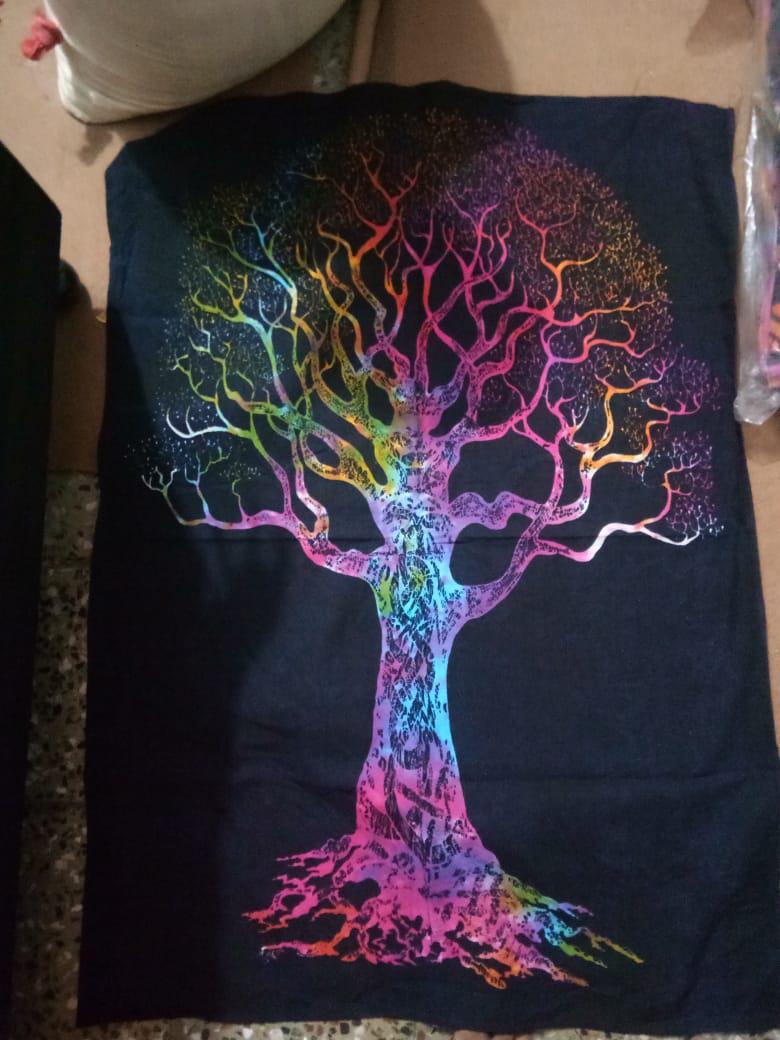 Celtic Tree Black Base Tie dye Poster Wall Hanging Handmade Cotton Tapestry 40"x30" inch