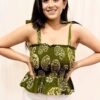 Crop Tops Batik Printed with Ruffles One Size Fits Most - Image 2