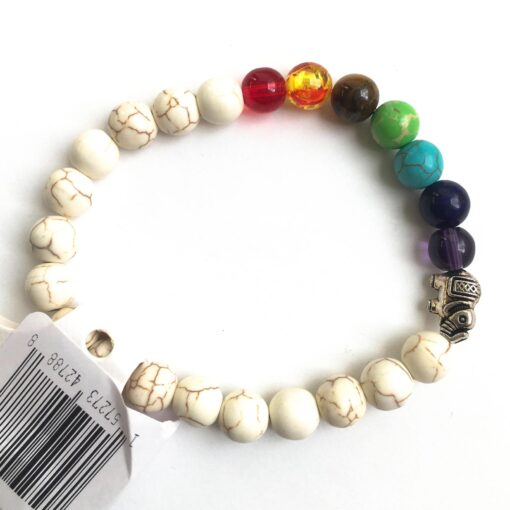 Cream Howlite 7-Chakra Bracelet: Arctic Calm & Spiritual Alignment