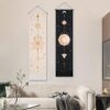 Moon w/Galaxies Tapestries Wall Hanging, Moon Banner Wall Tapestry Cotton Linen Wall Art 46 x 12 Inches VTrendz