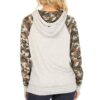 Solid Grey & Army Print Hood Top - Image 5
