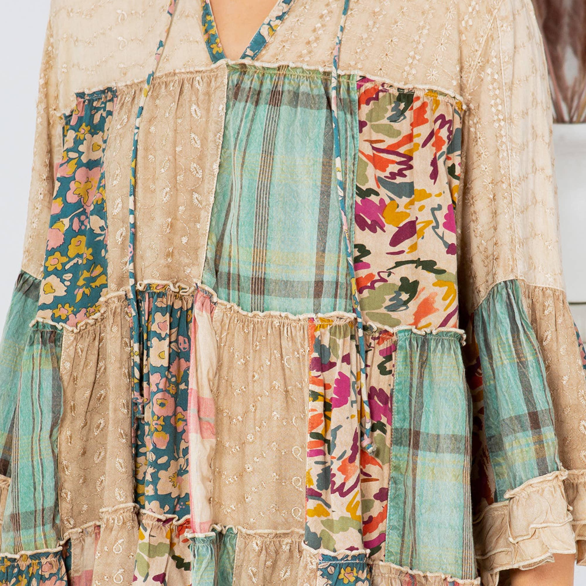 Overdyed Patchwork Jhabla Top with Embroidery - Image 4