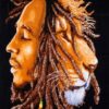Bob Marley with Lion Black, brown and white Color Poster Wall Hanging Handmade Cotton Tapestry 40"x30" inch VTrendz