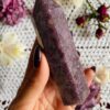 Lepidolite Obelisk Tower: Jumbo Healing Wand for Emotional Equilibrium & Serene Transition VTrendz