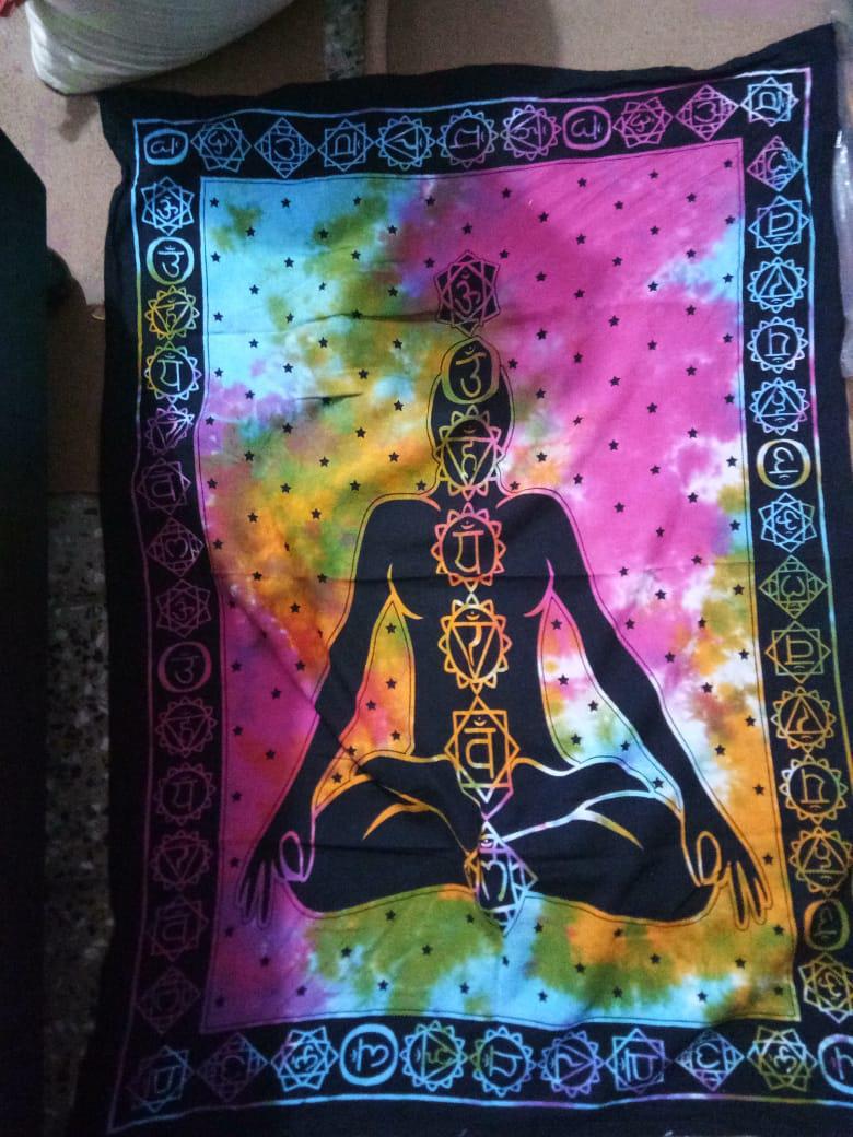 7 Chakra Tiedye Poster Wall Hanging Handmade Cotton Tapestry 40"x30" inch