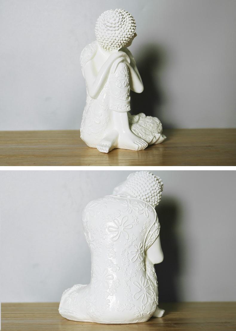 Sitting Buddha White Resin Figures Statue Ornament Indoor or Outdoor Decor - Image 2