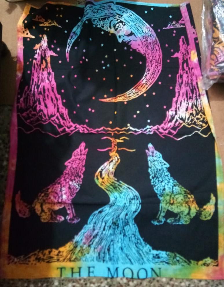 Wolf Howling Tiedye Poster Wall Hanging Handmade Cotton Tapestry 40"x30" inch