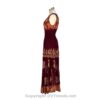 Long 8-Kali Embroidered Maxi Dress with Stretch Sleeves VTrendz