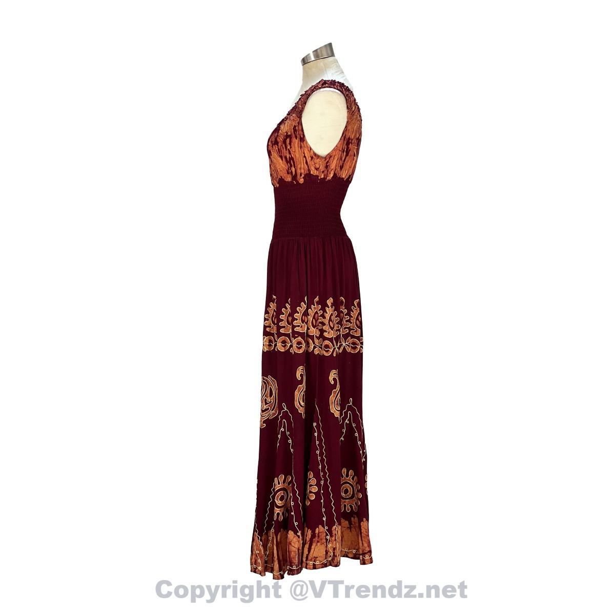 Long 8-Kali Embroidered Maxi Dress with Stretch Sleeves - Image 45