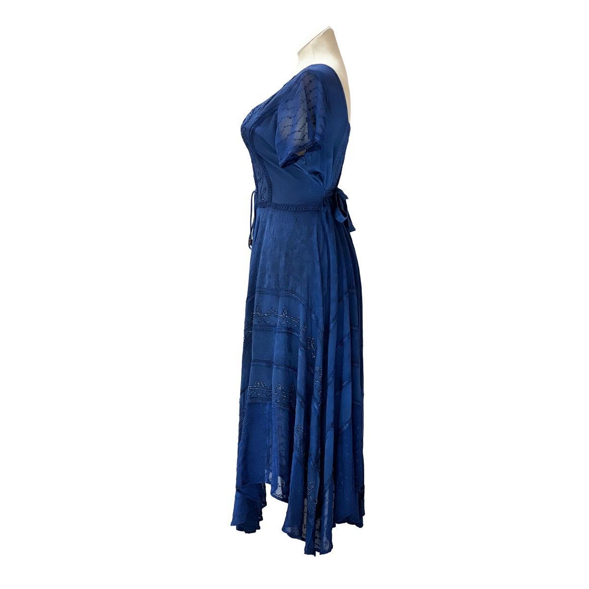 Short Sleeves Victorian Style Corset Dress with Lace & Floral Threadwork - Image 6