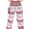 Maroon & Cream Smocked Border Elephant Thai Harem Pants VTrendz