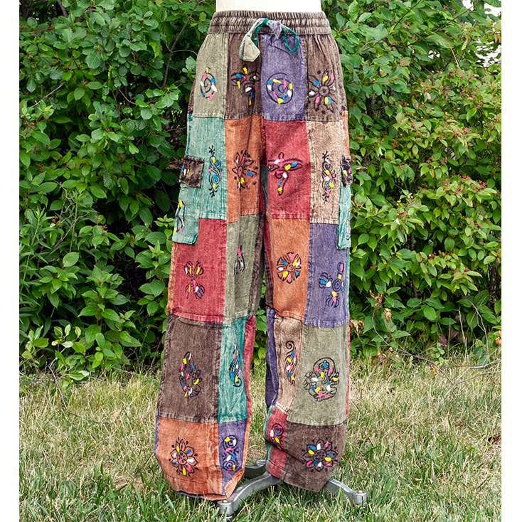 Boho Plain Patch Cargo Open Bottom Pants