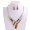 LeopardPrint Necklace Set with Hook Earrings