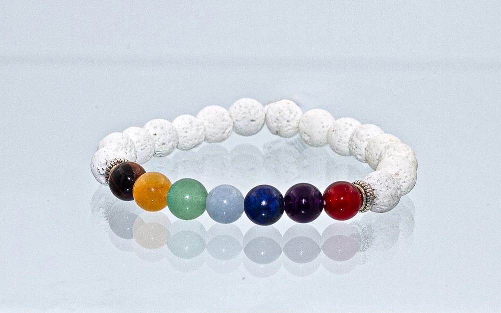 The Pure Conduit: White Lava Stone & 7-Chakra Bracelet - Image 2