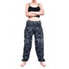 Black & Grey Elephant Print Comfortable Elastic Thai Harem Pants with single pocket 100% Rayon - Image 2
