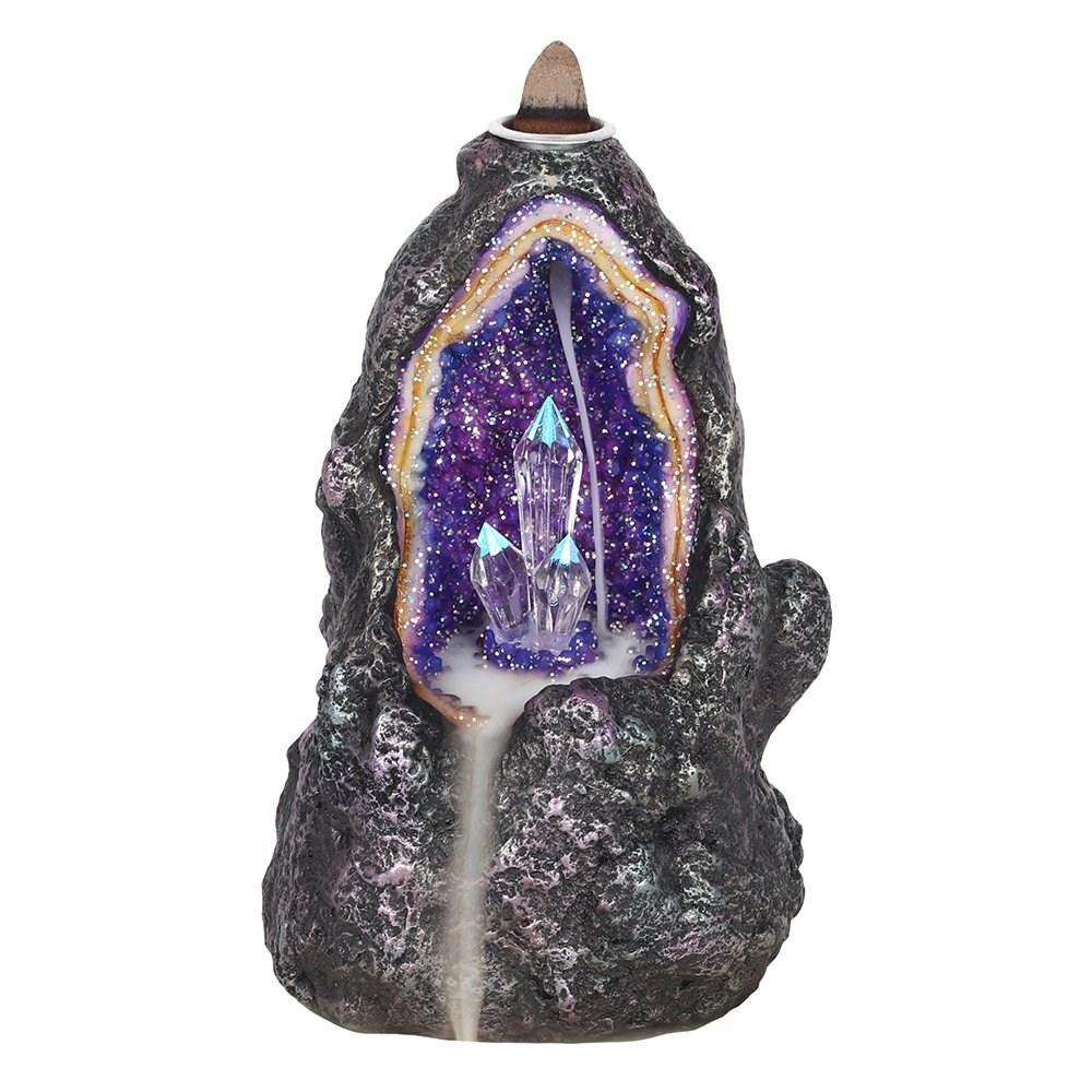 Backflow cone burner Glowing Crystal Tower Cave Backflow Incense cone Burner, Reflux Burner, Large Handmade Ceramic Backflow Cone Sticks Incense Holder Home Decor Craftwork Figurine