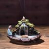Fishing Lake w/Man Ceramic Backflow Incense Holder Waterfall Incense Burner, Reflux Burner, Handmade Ceramic, Home Décor for Meditation, Mini-Zen Experience Size: 19*11.5*12 cm - Image 3