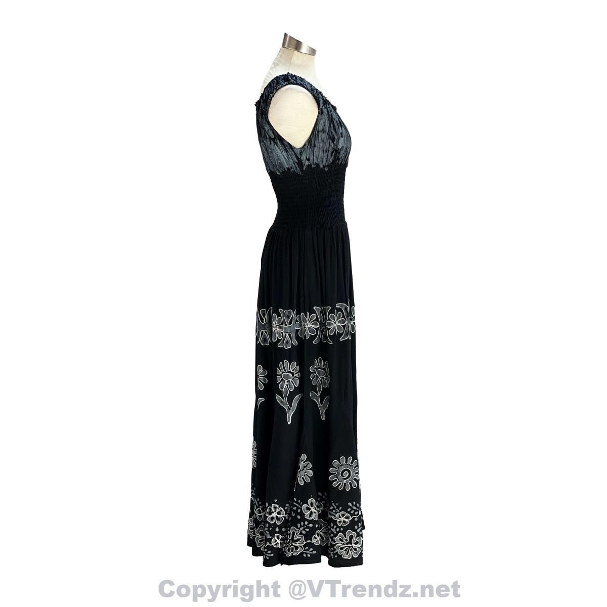 Long 8-Kali Embroidered Maxi Dress with Stretch Sleeves - Image 25