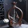 Aura Hand Lotus Flower/ Circular Aura with Hand and Lotus and a Monk Backflow Incense Burner, Reflux Burner, Large Handmade Ceramic Backflow Cone Sticks Incense Holder Home Decor Craftwork Figurine VTrendz