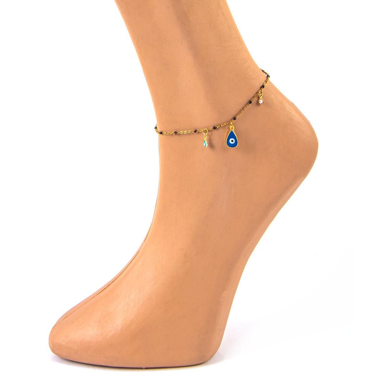 Evil Eye Bohemian Anklet for Protection. Adjustable Length