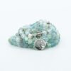 Blue Aqua Chalcedony 108 Mala 6 & 8mm Bead Stone Lotus Pendant Necklace Charm Natural Stone Yoga Bracelet VTrendz