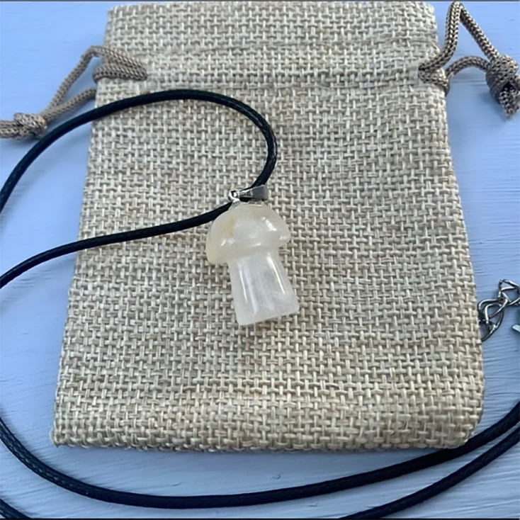 Clear Quartz Mushroom Carved Pendant Necklace Natural Crystals For Energy Balancing, Meditation, Reiki, Healing Approx. 2cm Pendant - Image 2