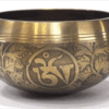 9 -10 cm / 3.7" with 5-6 cm height Leaf & Mantra Design Tibetan Singing Bowl for Meditation, Relaxation & Healing with Wooden Mallet