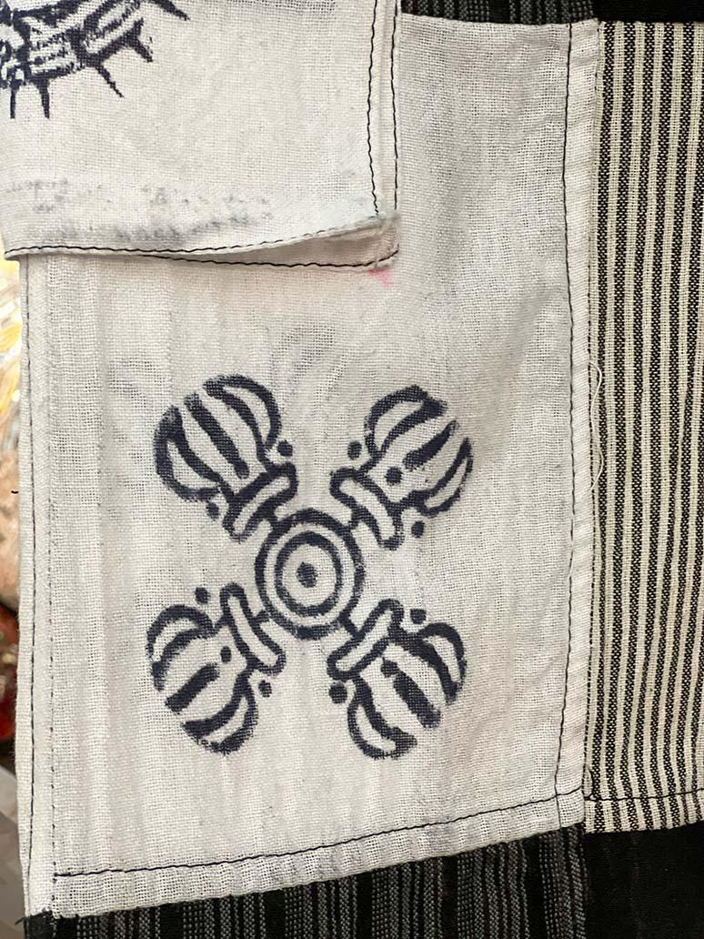 Black and White Boho Patchwork Elastic Bottom Pants - Image 6