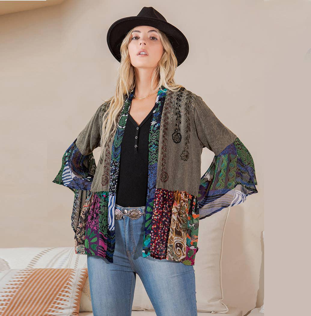 Boho Chic Rustic Embellished Shrug - Image 3