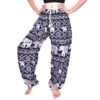 Navy Blue Elephant Print Drawstring Thai Harem Pants VTrendz
