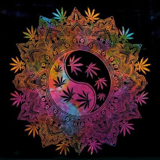 Yin Yang Cannabis Tapestry 84" x 54"
