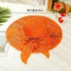 Summer Straw Hat with Colorful Brim and Linen Ribbon Panama Sunshade Woven Trendy Beach Hat;  Adult One Size Fits Most (22-23 inches), adjustable size - Image 9