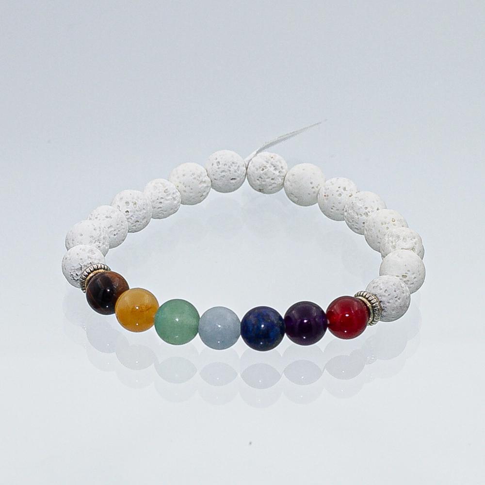 The Pure Conduit: White Lava Stone & 7-Chakra Bracelet - Image 3