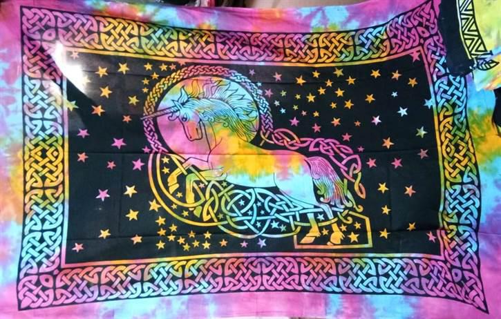 Unicorn Celtic Wall Hanging Handmade Cotton Tapestry 84"x54" inch