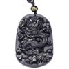 Carved Dragon Black Obsidian Hand carved Necklace Pendants with Black Beads VTrendz
