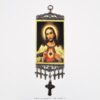 Jesus Medium Carpet Wall Hanging Handwoven; Gold Aura, Red Heart, 12.5 Inch