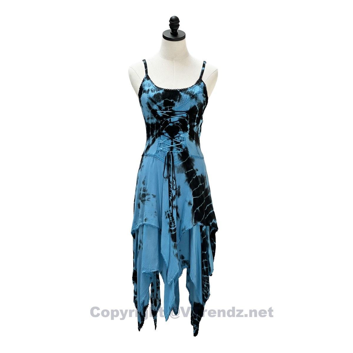 2 Layer Tie Dye Handkerchief Dress with Front Corset & Adjustable Straps - Image 39