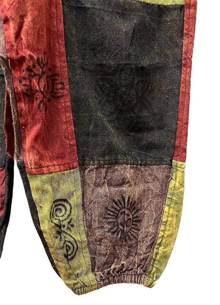 Boho Sacred Symbol Patchwork Elastic Bottom Pants - Image 8