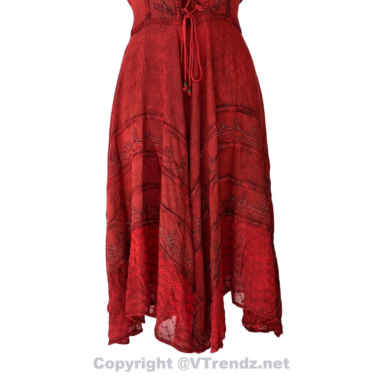 Short Sleeves Victorian Style Corset Dress with Lace & Floral Threadwork - Image 11