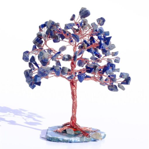 Lapis Lazuli Agate Slice Base Gemstone Feng Shui Tree: The Celestial Architect of Truth