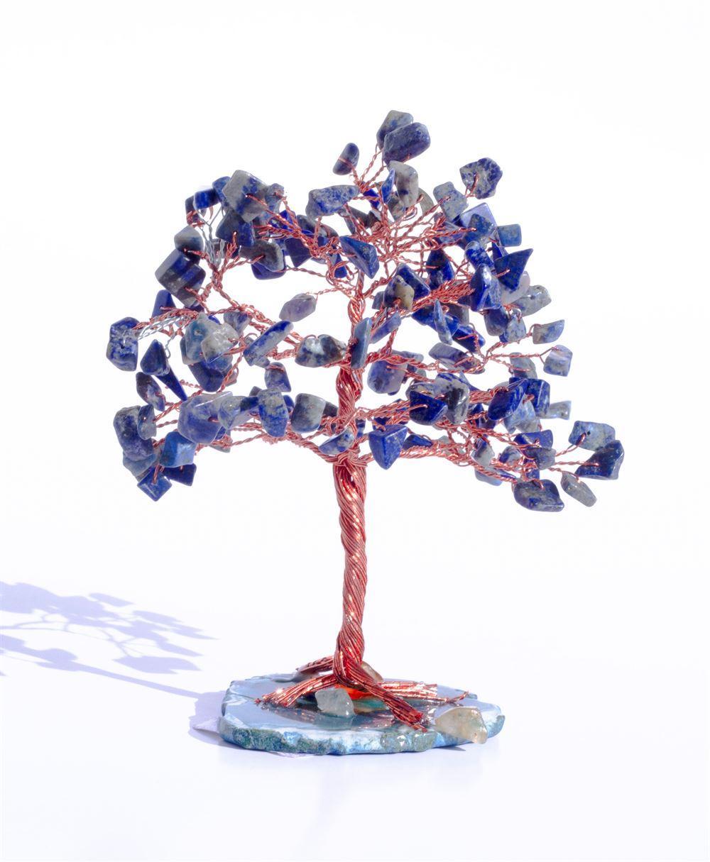 Lapis Lazuli Agate Slice Base Gemstone Feng Shui Tree: The Celestial Architect of Truth