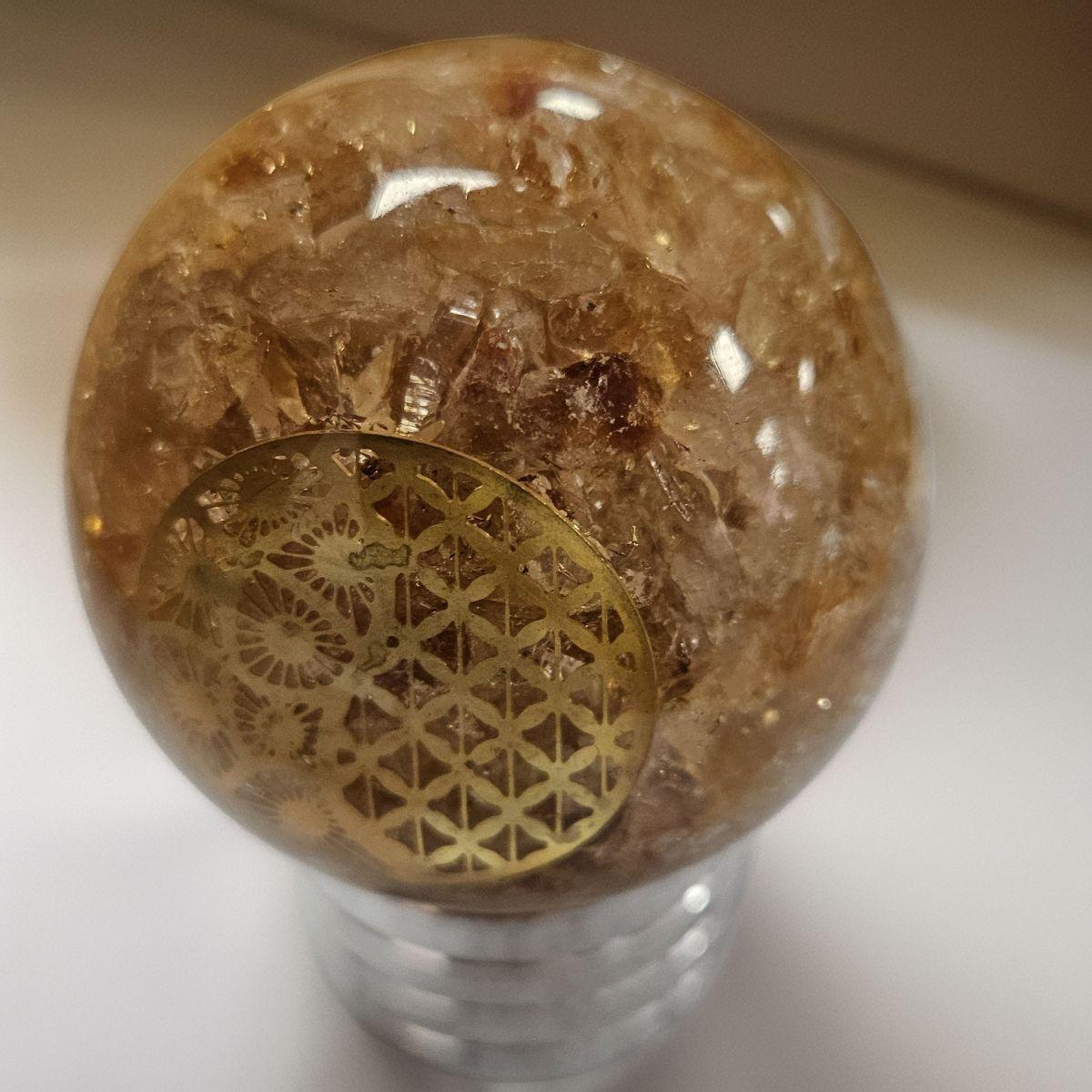 Citrine Orgone Sphere – Artifact of Solar Abundance & Manifestation – 2.5" - Image 4