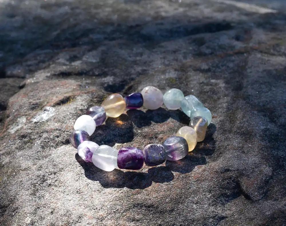 The Mental Prism: 14mm Colorful Fluorite Tumbled Bracelet - Image 2