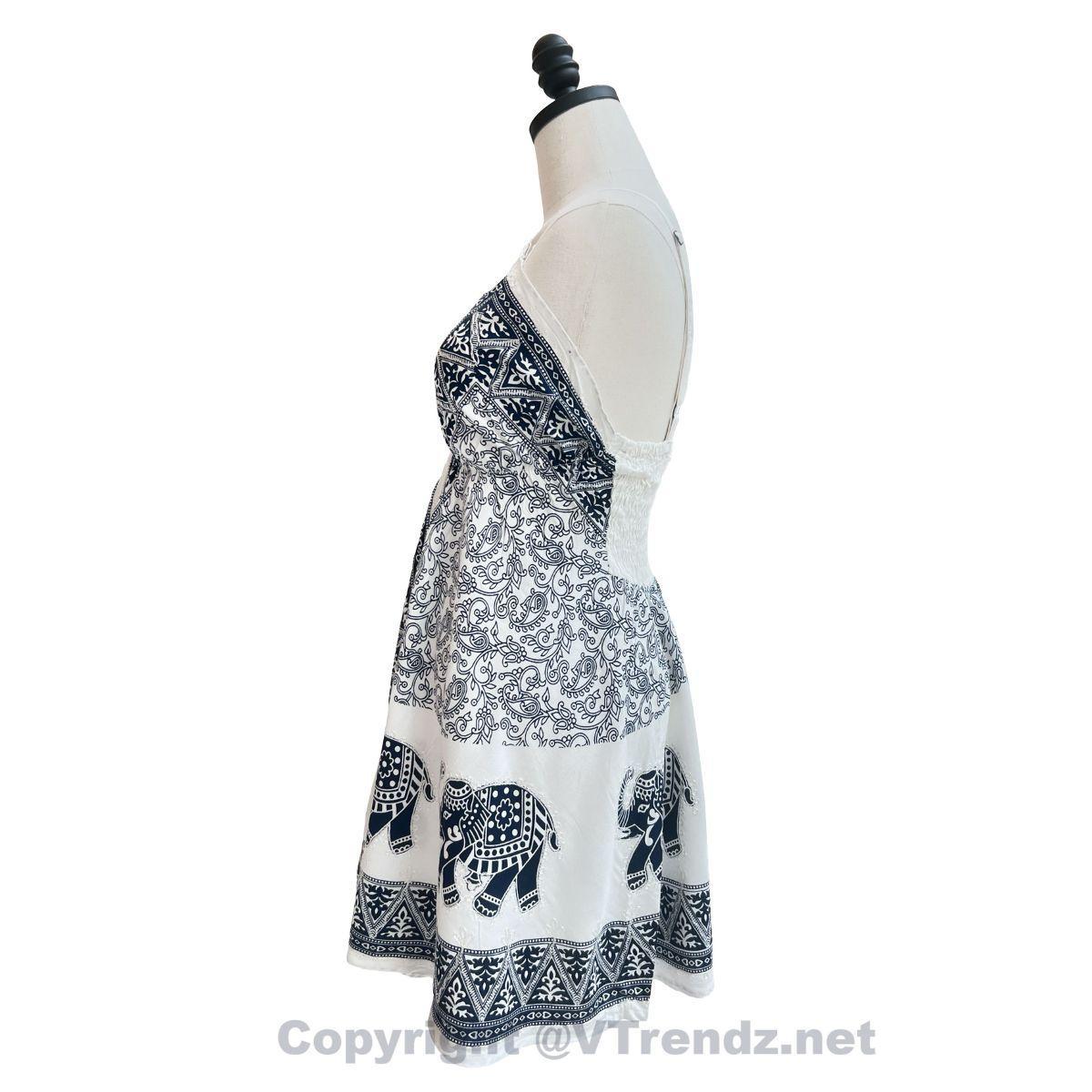 Batik Printed Short Scarf Dress with Adjustable Straps and Stretchable Back - Image 22