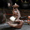 Hand with Lotus Flower Ceramic Backflow Incense Holder Waterfall Incense Burner, Reflux Burner, Handmade Ceramic, Home Decor for Meditation, Mini-Zen Experience VTrendz