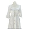 Long Sleeves Victorian Style Corset Dress with Georgette Lace & Threadwork VTrendz