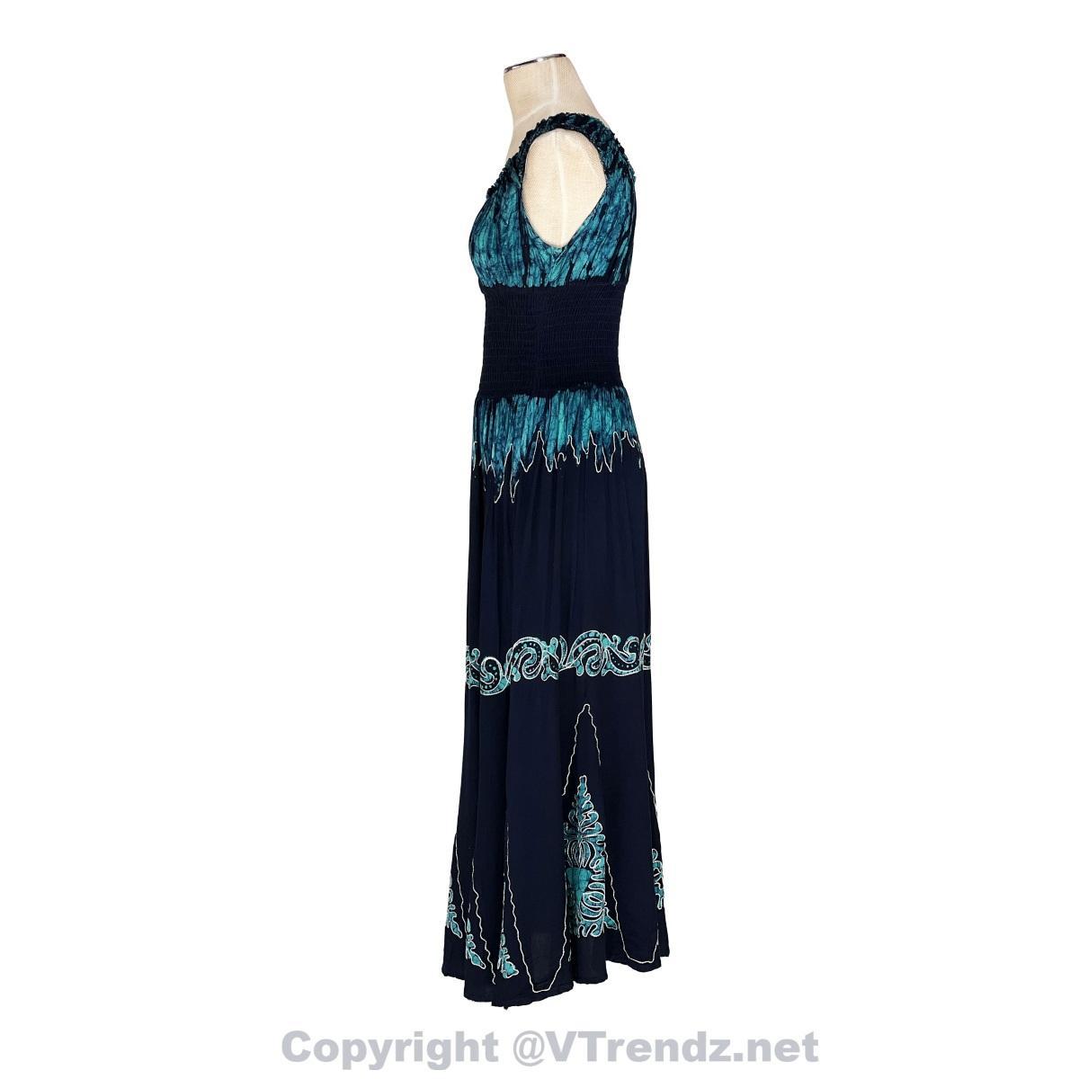 Long 8-Kali Embroidered Maxi Dress with Stretch Sleeves - Image 13